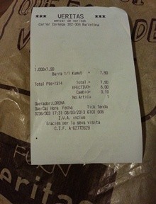 Coste de la barra de Kamut en Veritas